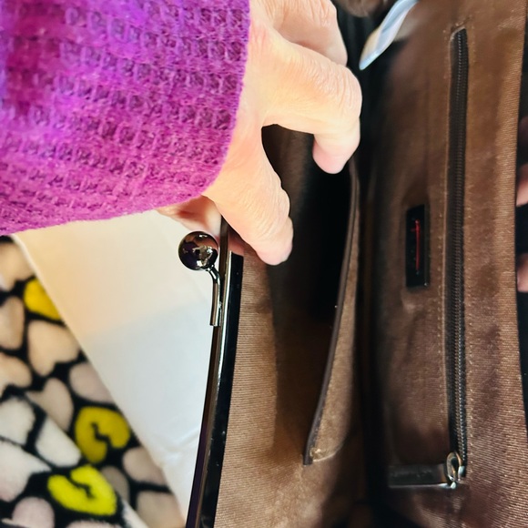 Talbots Brown Turquoise  and White elegant Shoulder Bag NWOT - Picture 5 of 8